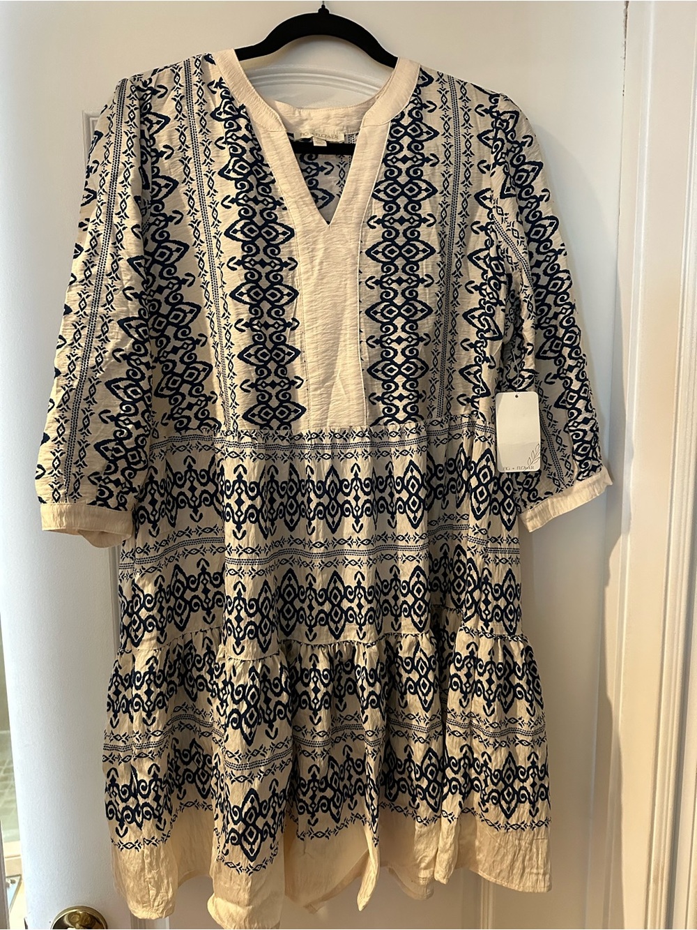 Fig & Flower Dress - Navy on Cream Size PM